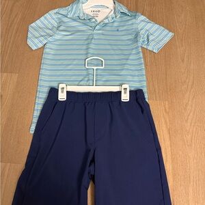 Izod Blue Striped Polo and Navy Shorts Set